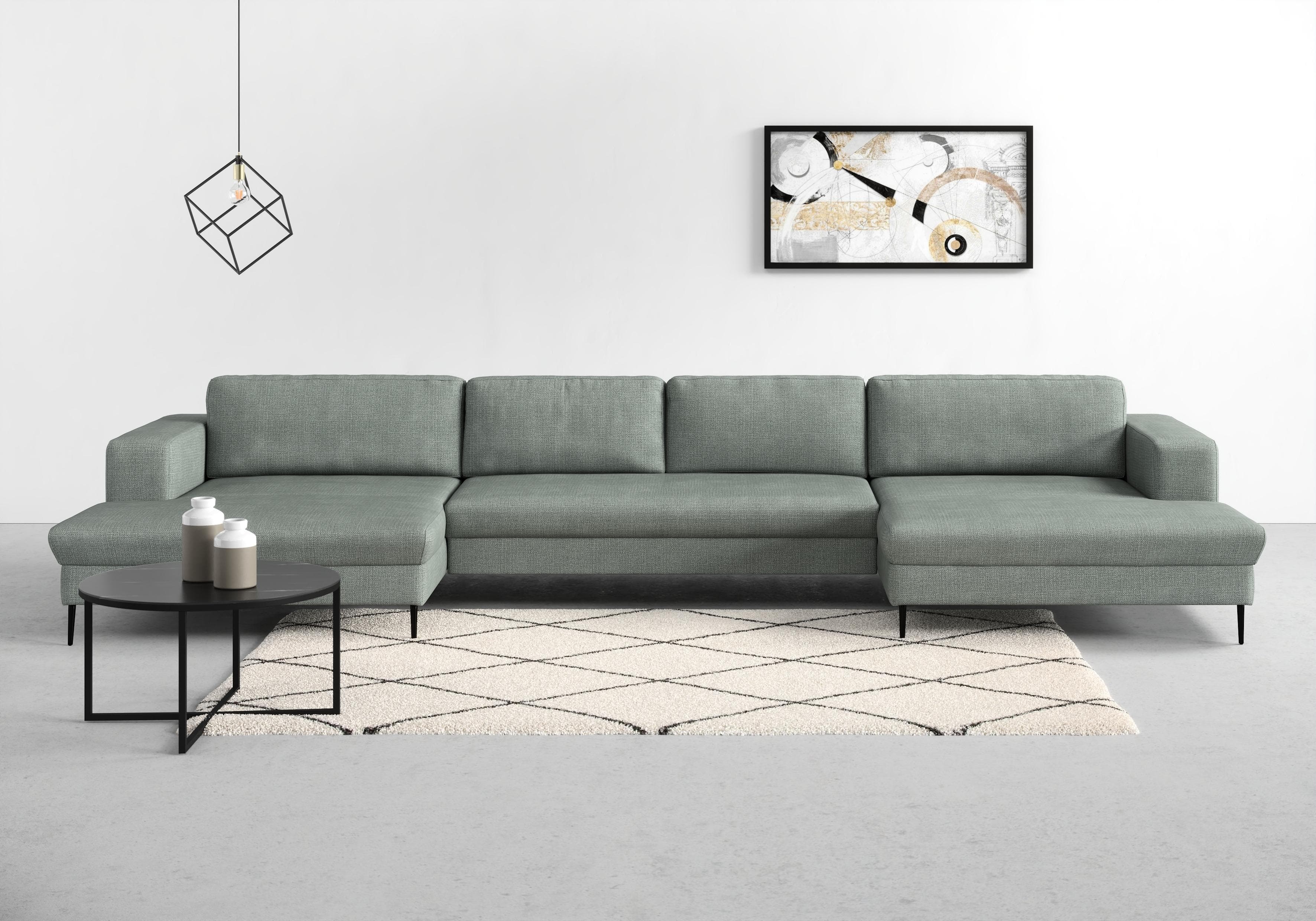 Moderne U-Sofa mit 2 Recamiers - Stoff & Cordvarianten