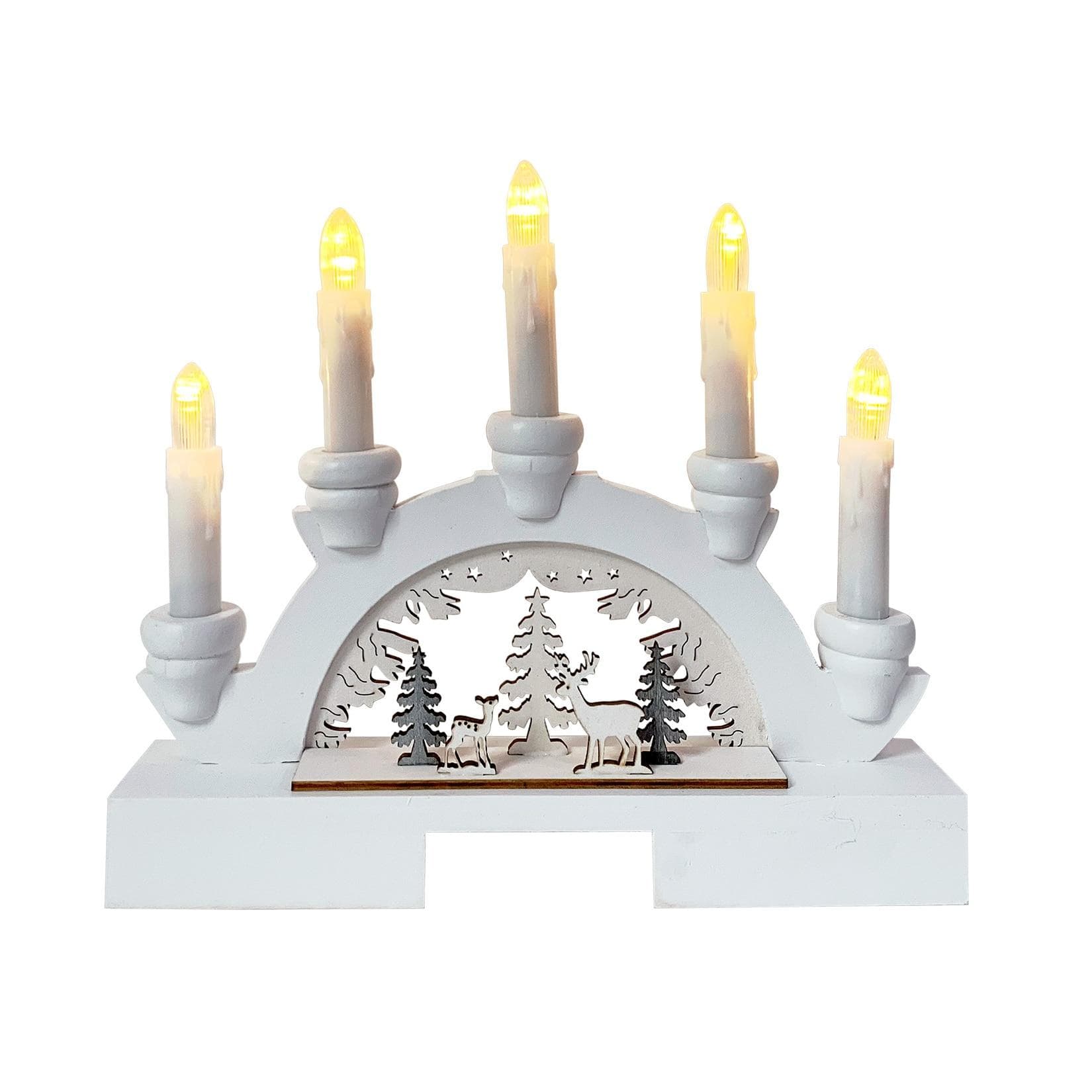 HTI-Living Schwibbogen Weiß Rehe im Wald