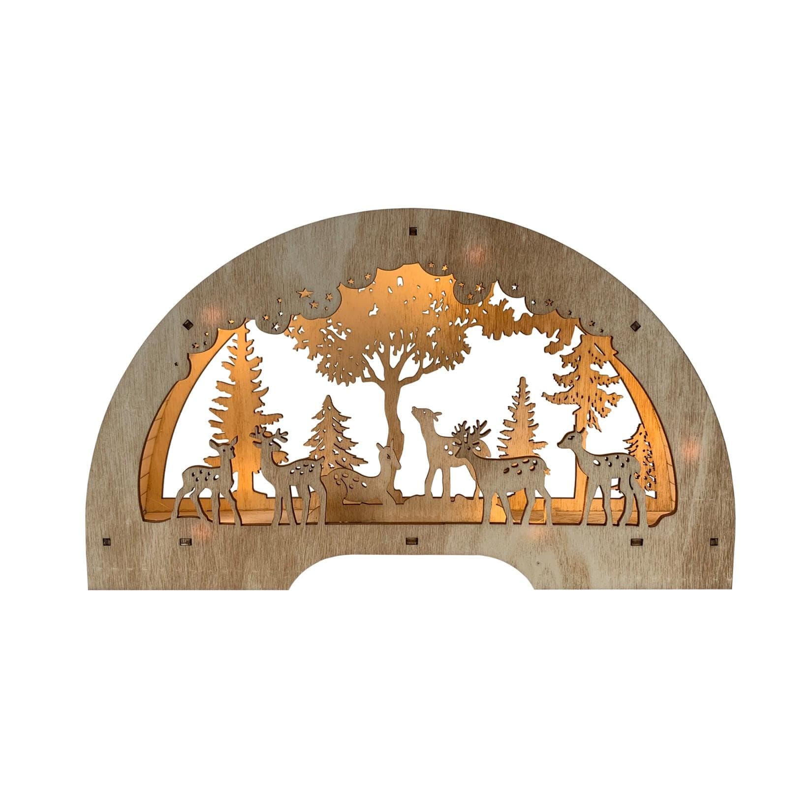 HTI-Living Schwibbogen Rehfamilie - Weihnachtsdeko mit LED-Beleuchtung