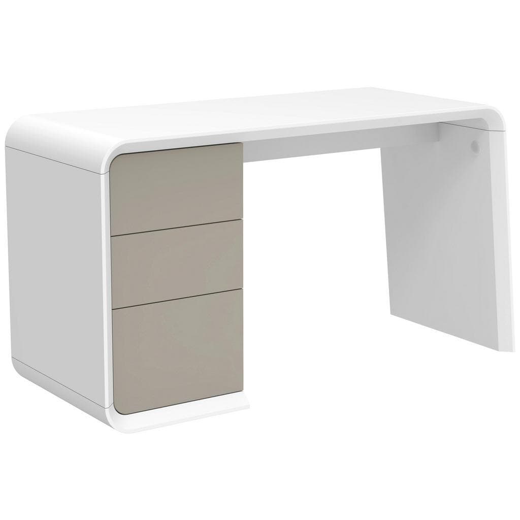Mid.you Schreibtisch Weiß Taupe Holzwerkstoff 3 Schubladen
