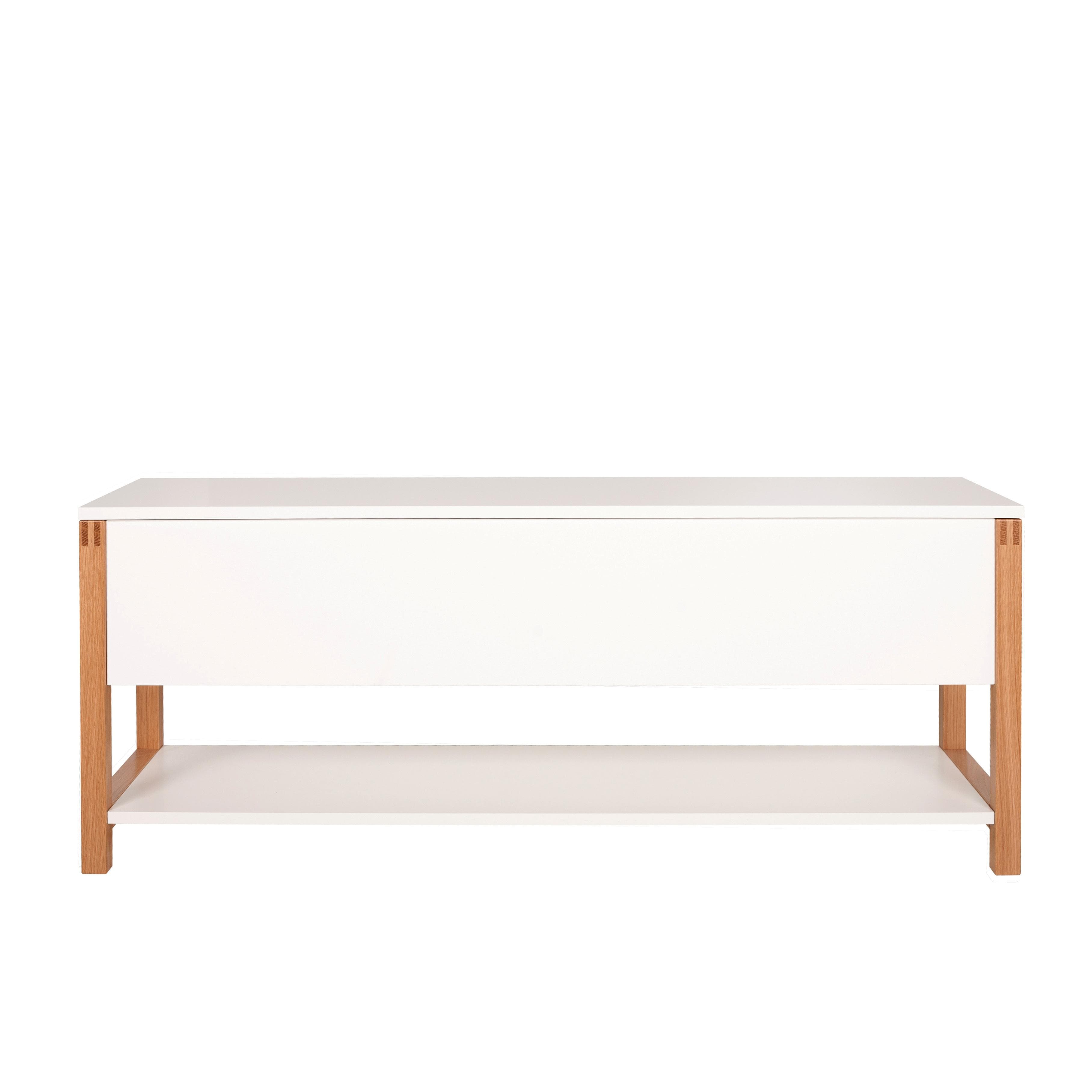 Skandinavische Sitztruhe mit Eichenholzfurnier