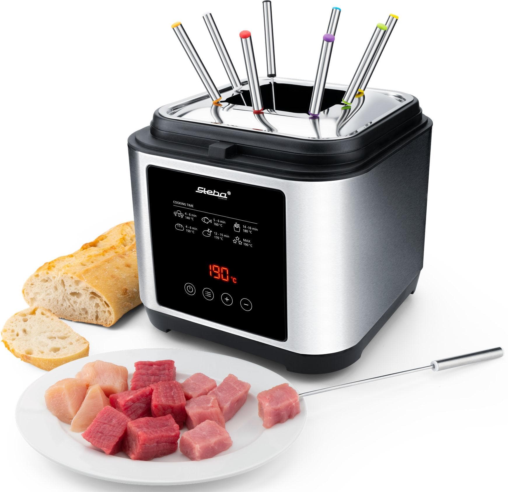 Moderne Fritteuse aus Edelstahl in Schwarz