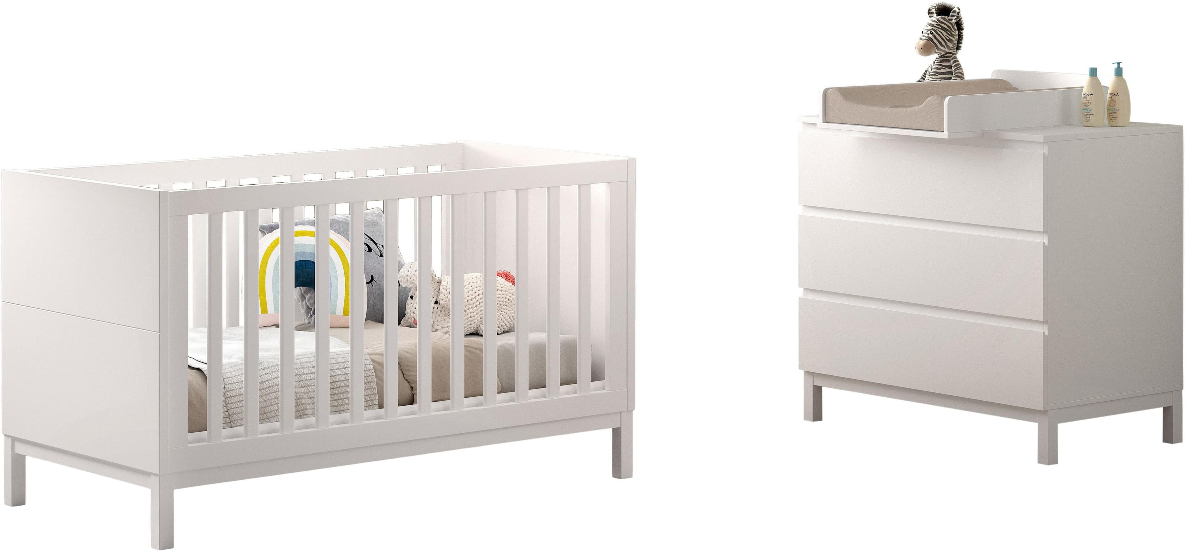 Vipack Babymöbel-Set Weiß 3-tlg. Gradliniges Design