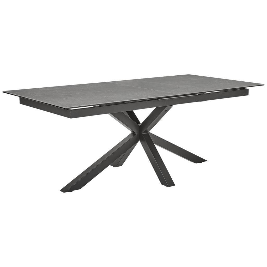 home24 Esstisch Schwarz Dunkelgrau Metall Glas Keramik Rechteckig Sternfuß Ausziehbar