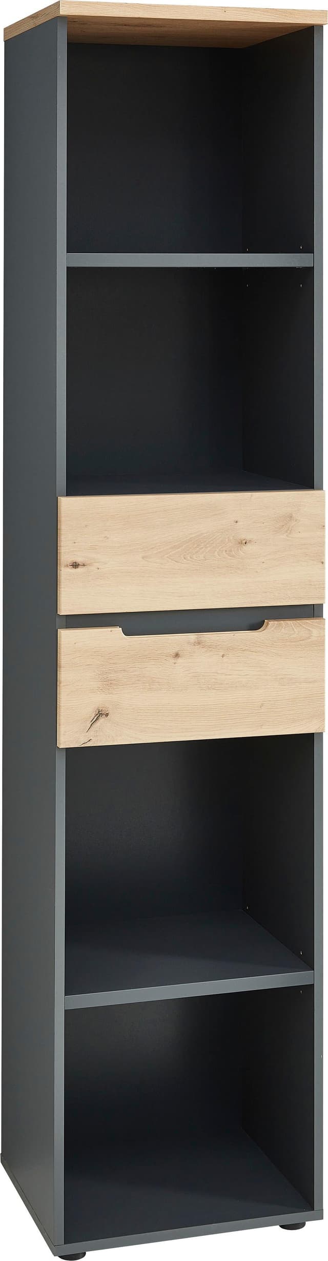 Büroregal mit Schubladen und offenen Fächern - Artisan Eiche / Graphit