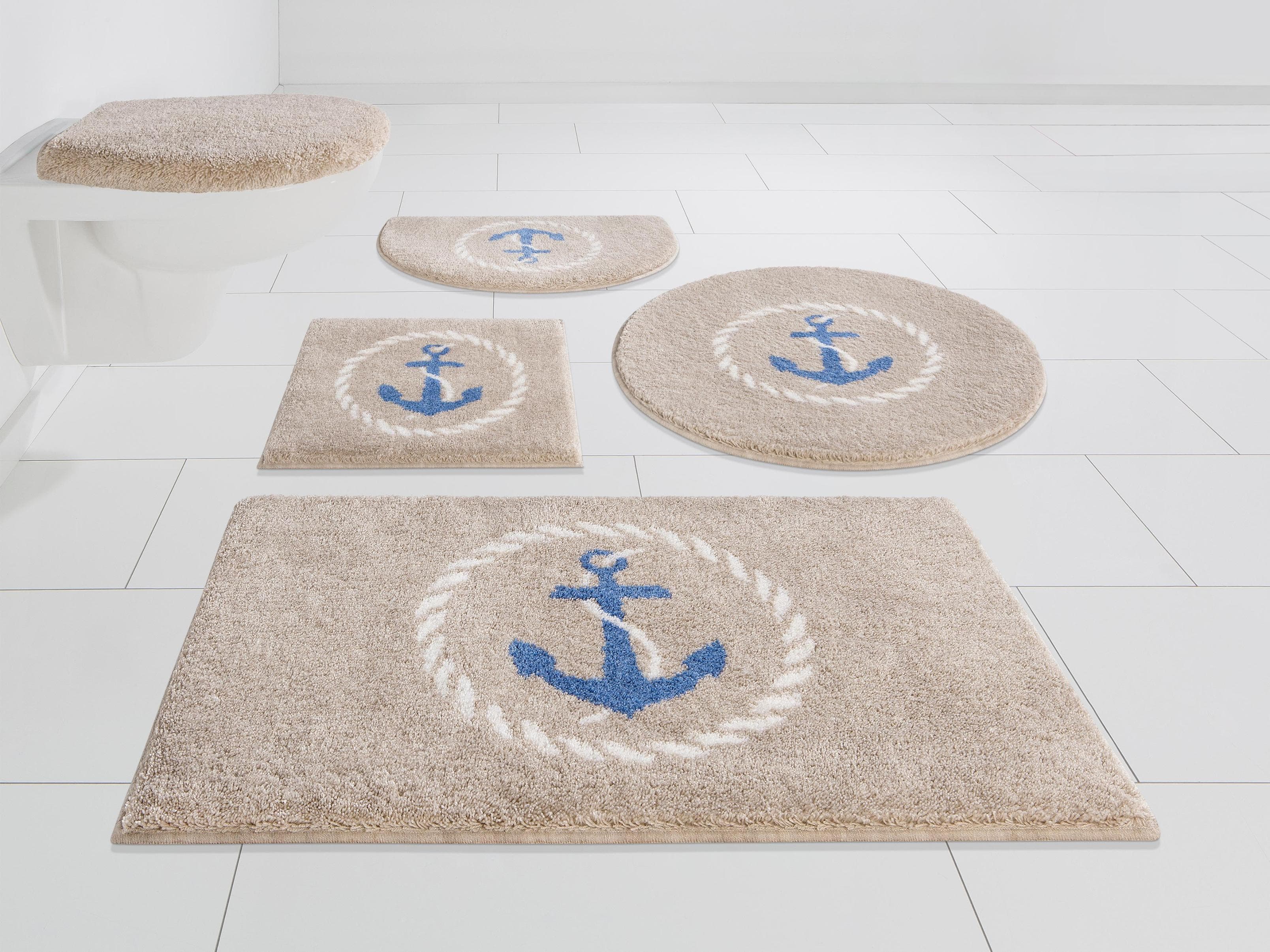 Badematte GRUND "Port Louis" Beige mit Anker-Motiv