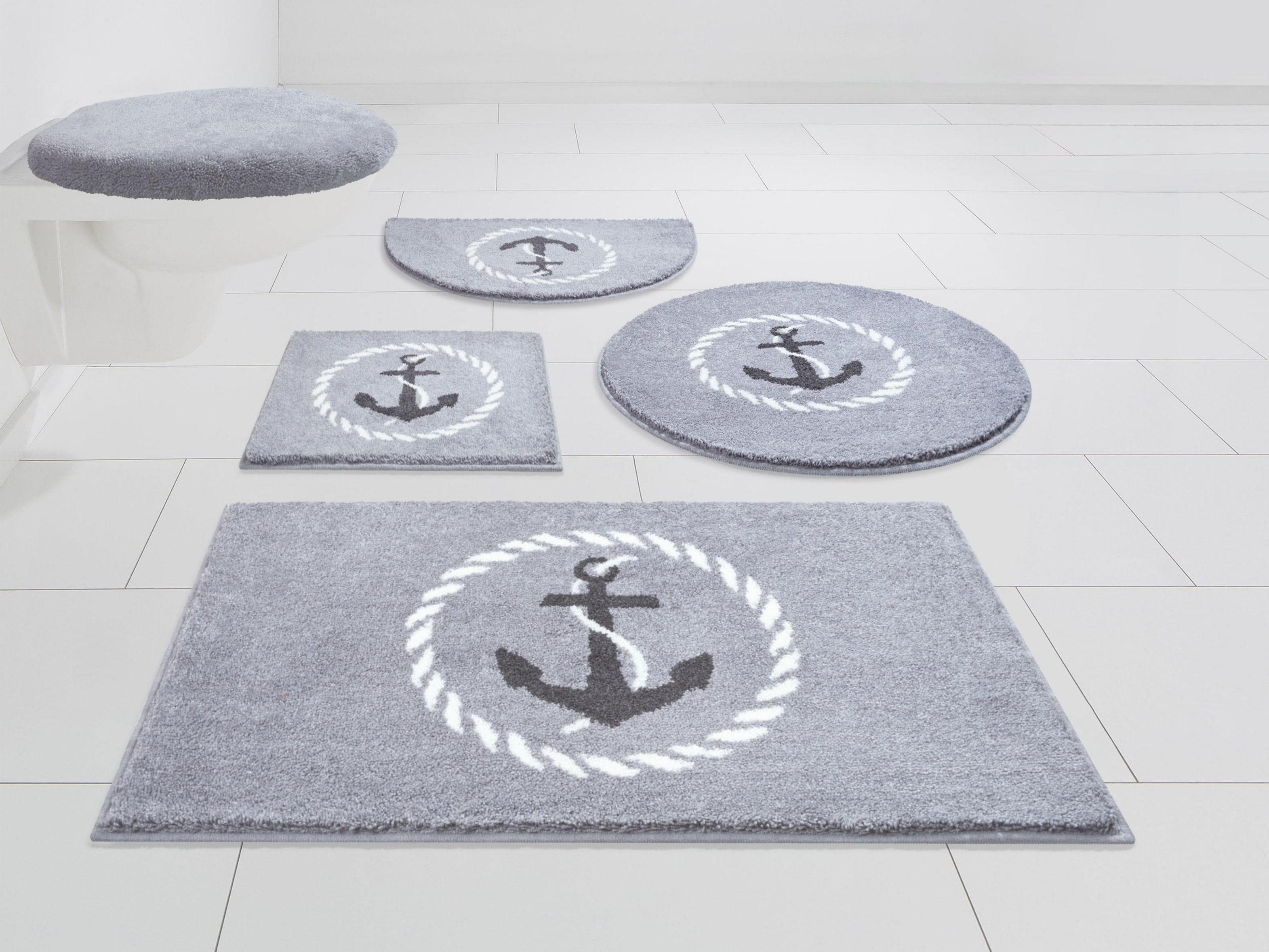 Grund Badematte Port Louis Silber Maritimes Anker-Motiv