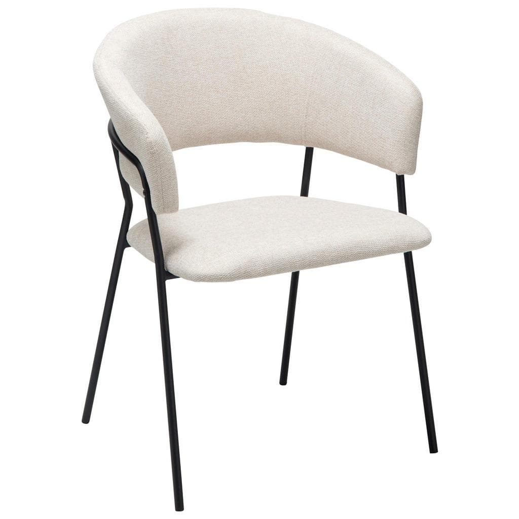 Mid.you Armlehnstuhl Schwarz Beige Metall Esszimmerstuhl