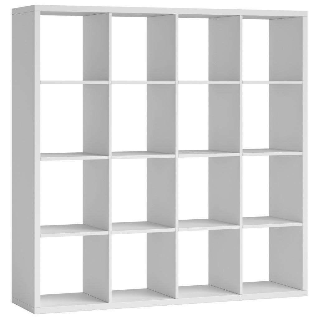 Raumteilerregal mit 16 offenen Fächern - Weiß