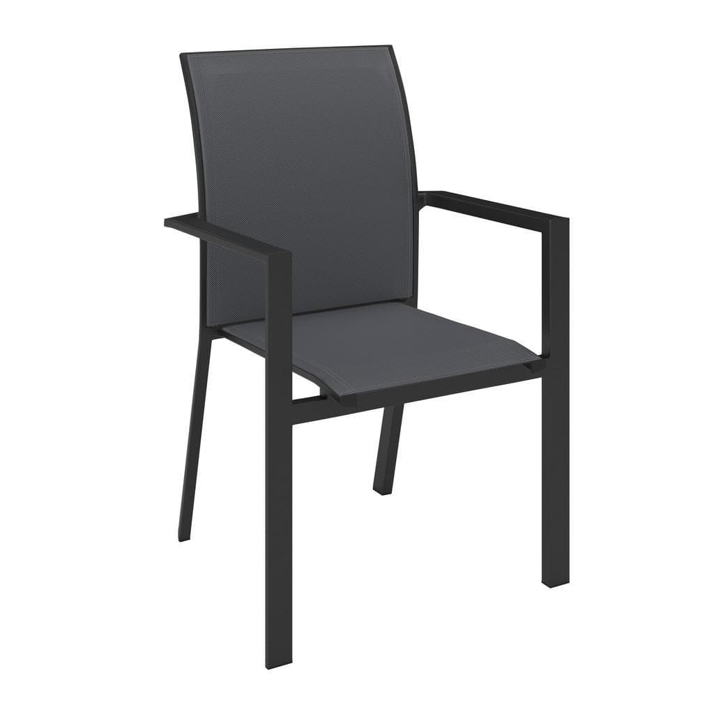 Amatio Stapelsessel Hellgrau/Dunkelgrau Metall Textil Eckig Flachrohr Stapelbar Gartenmöbel