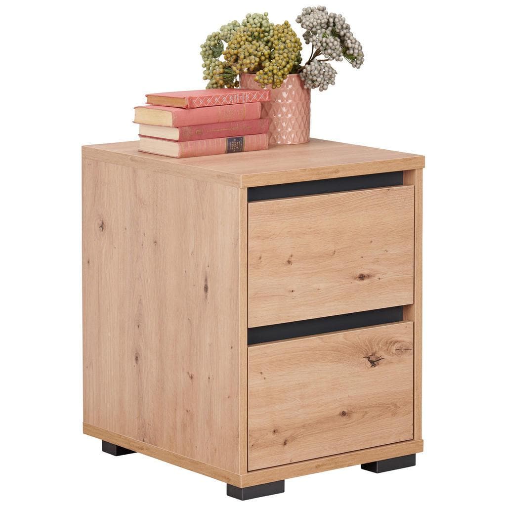 Carryhome Nachtschrank Anthrazit Eiche Holzwerkstoff 2 Schubladen