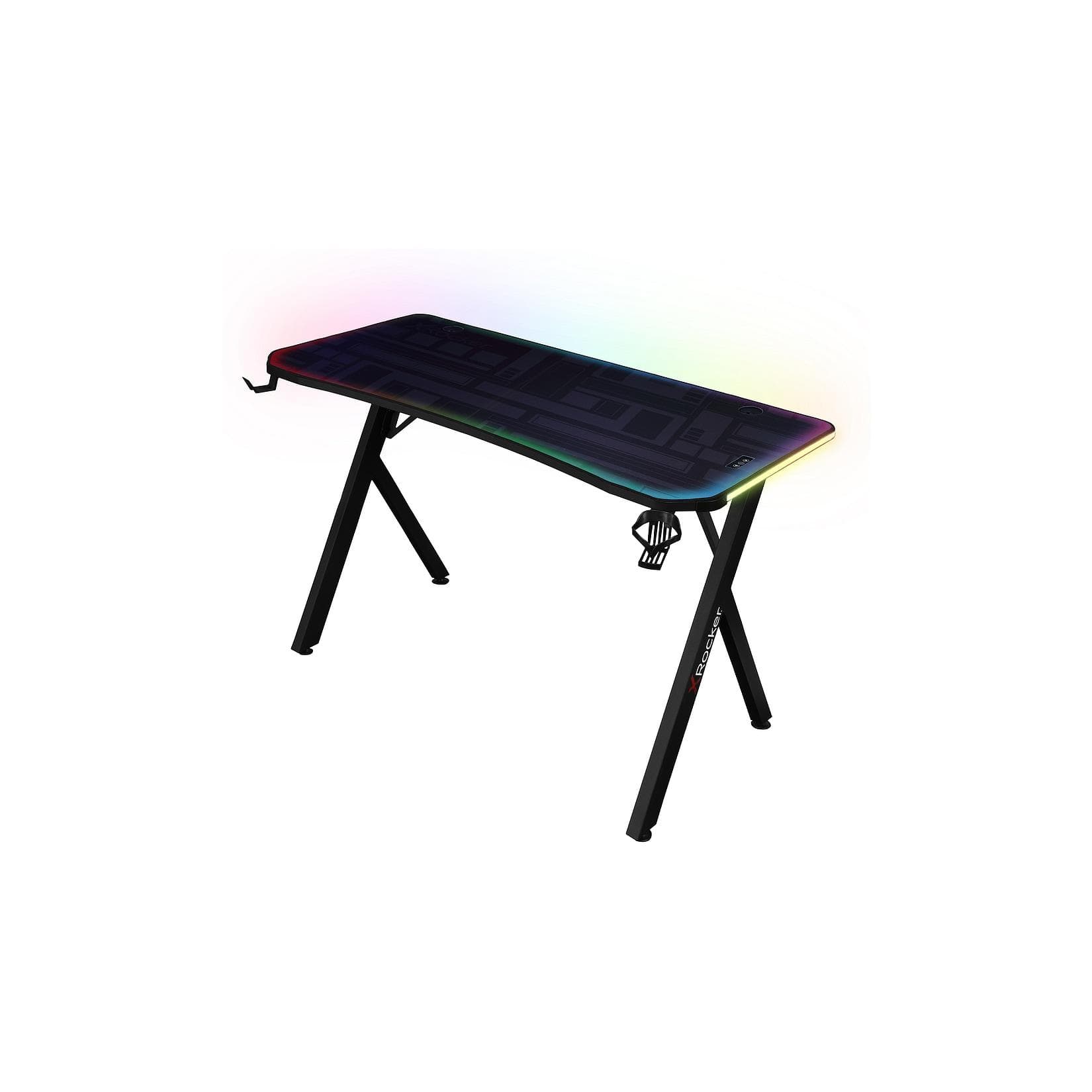 XROCKER Lumio Compact RGB Gaming Schreibtisch mit RGB-Beleuchtung & Mousepad