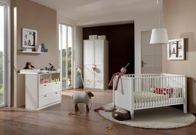 3-teiliges Babyzimmer Komplettset mit Bett, Wickelkommode & Kleiderschrank