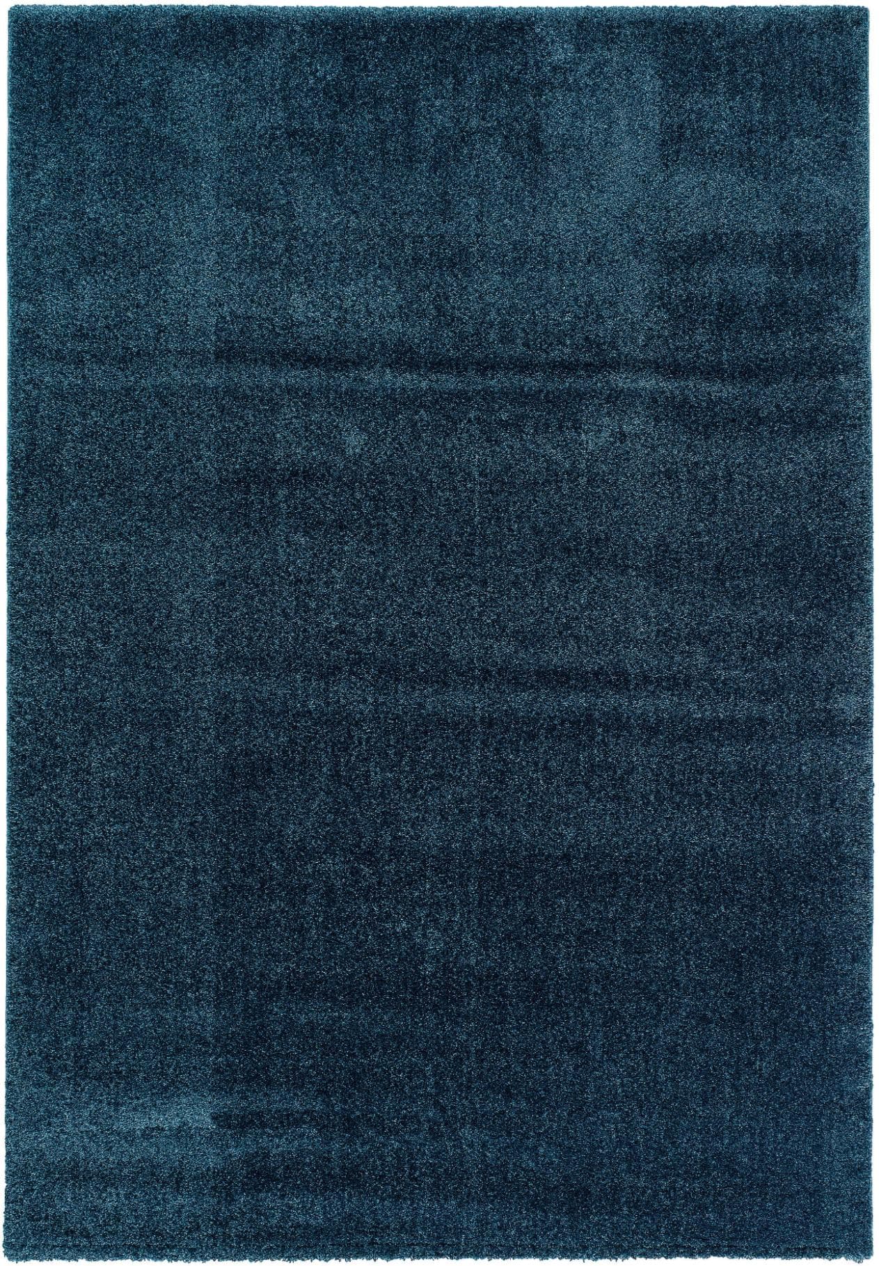 Design-Teppich in Navy-Blau aus Kunstfaser und Jute