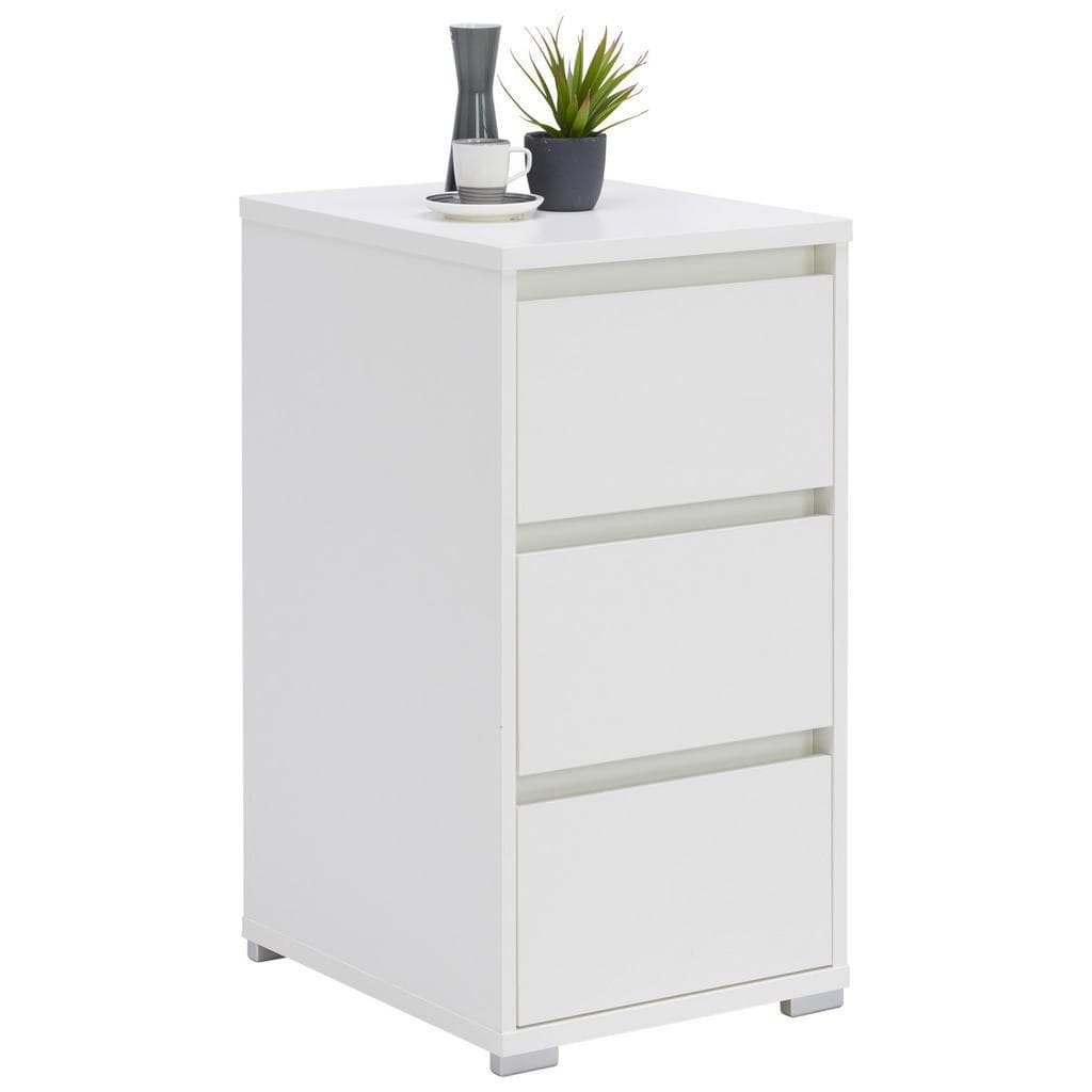 Carryhome Nachtschrank Weiß Holzwerkstoff 3 Schubladen