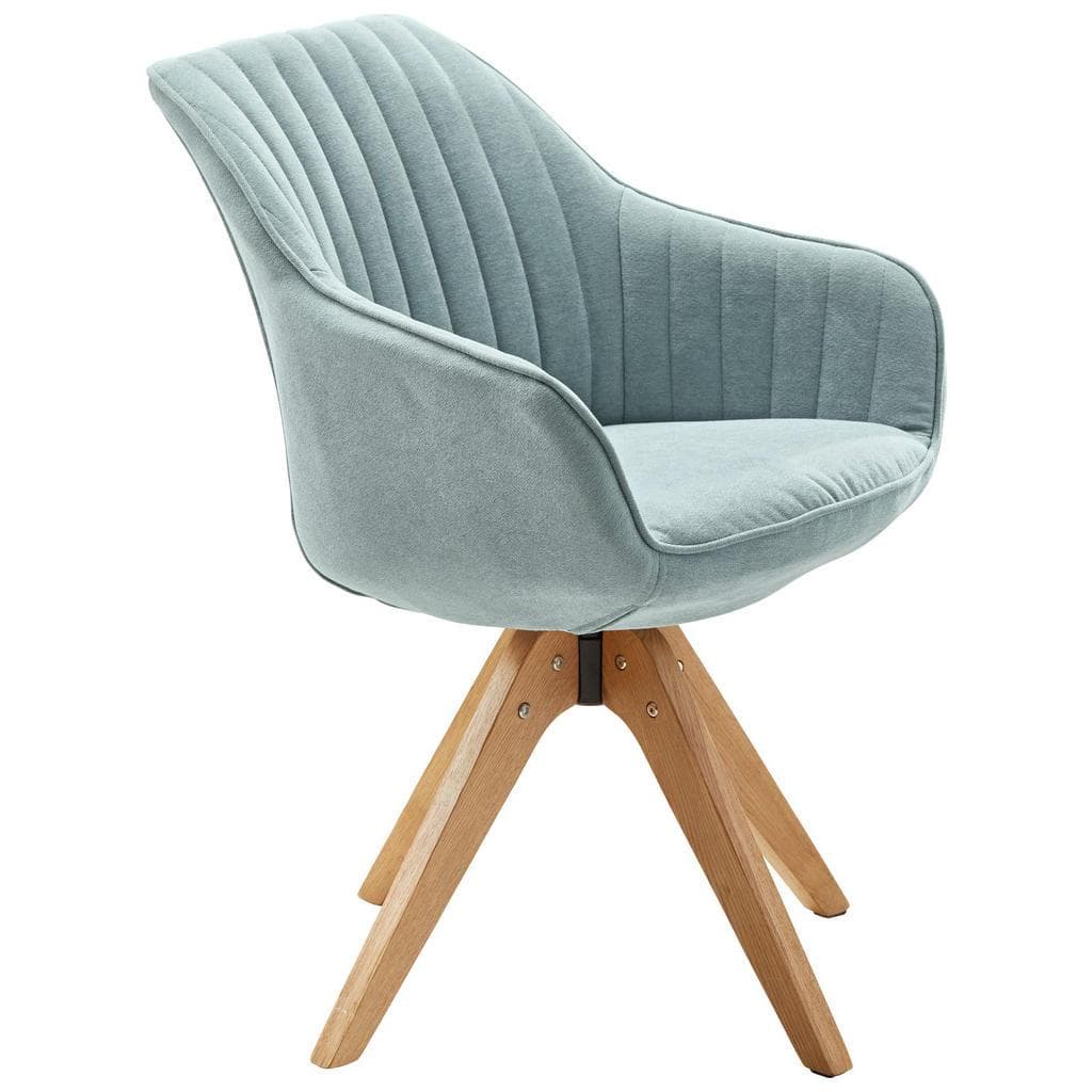 Armlehnstuhl Hellblau Eiche Massiv 360° Drehbar