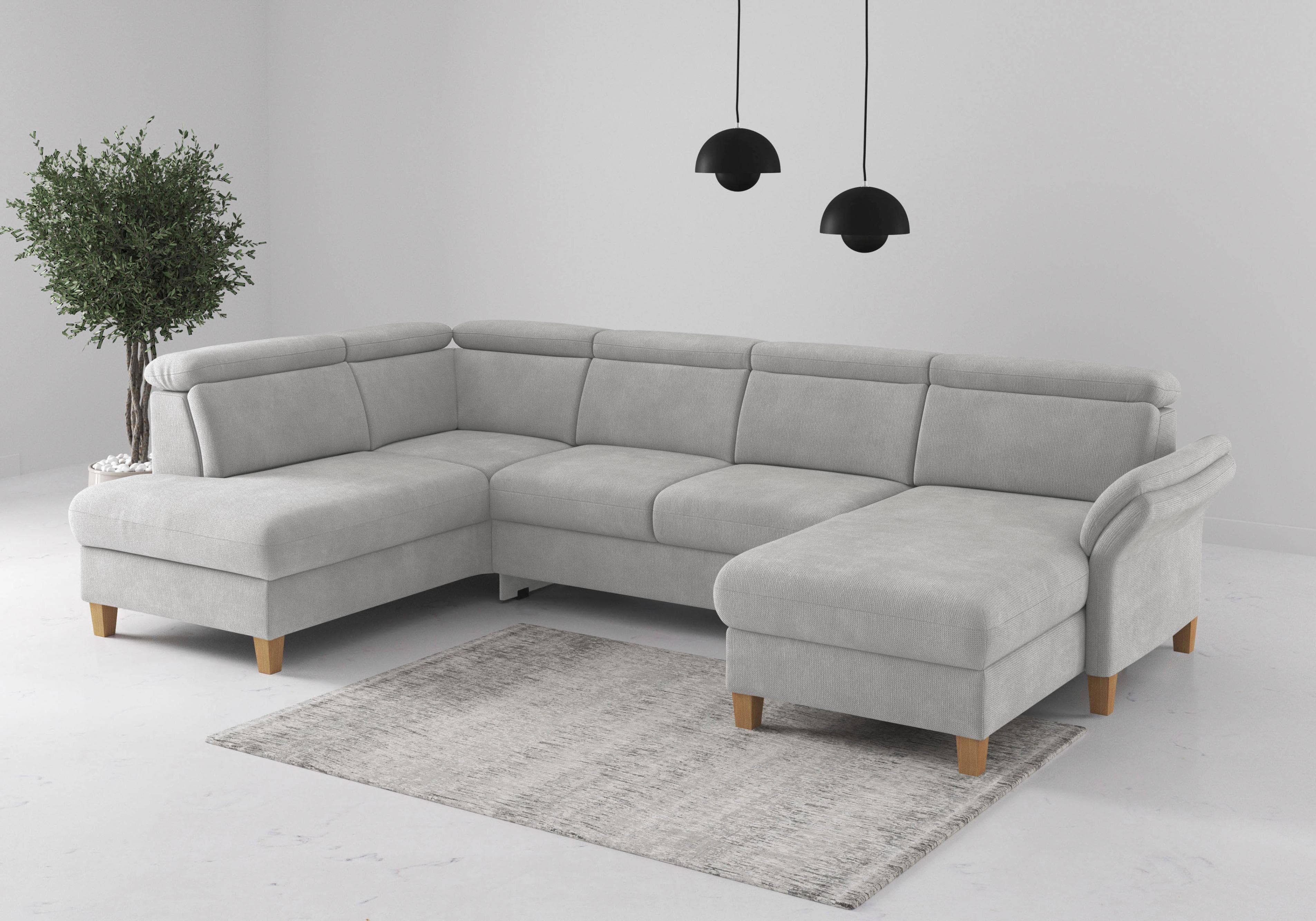 HOME AFFAIRE Wohnlandschaft Glendale U-Form Silber