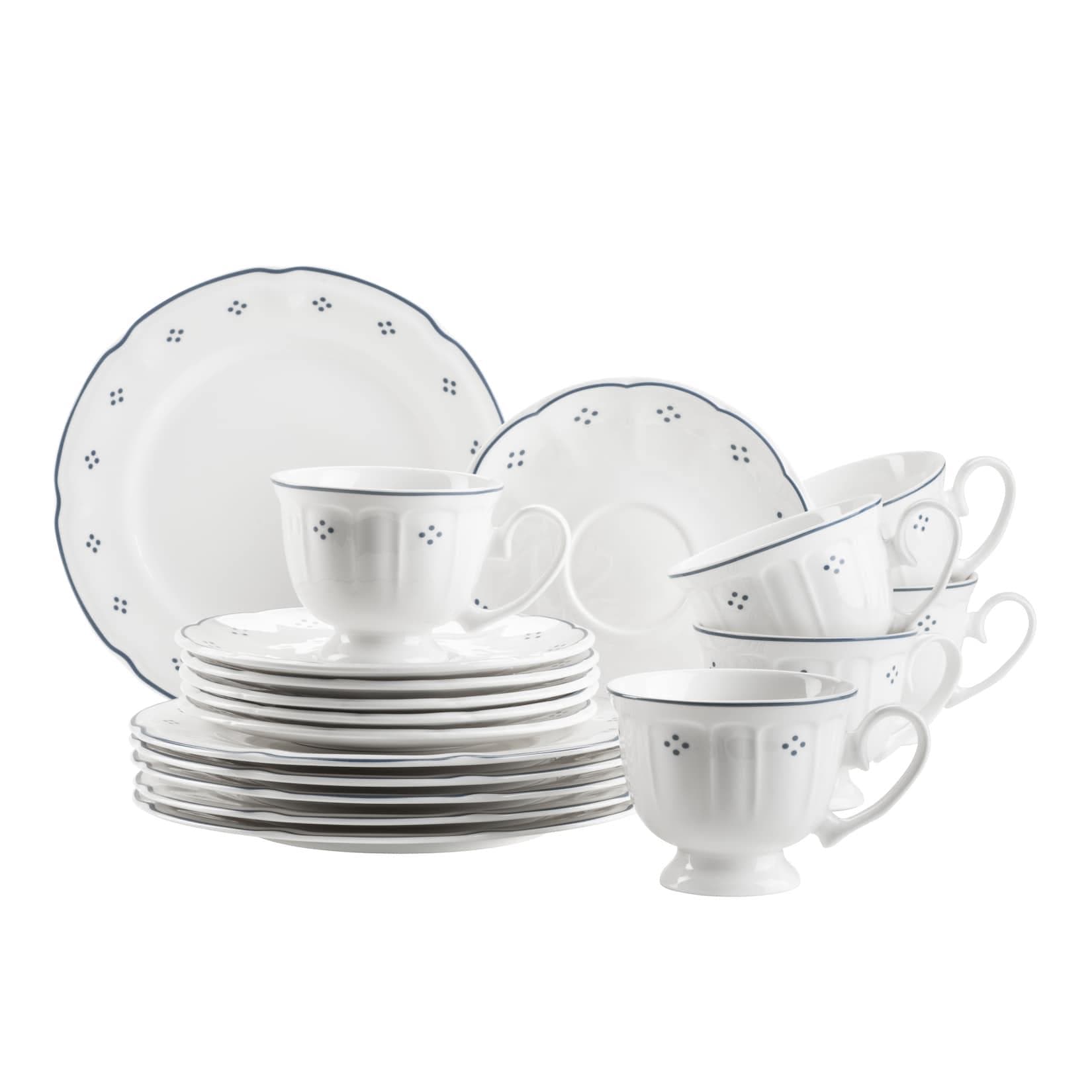 Kaffeeservice MÄSER Lova Weiß/Blau 18-tlg. Porzellan
