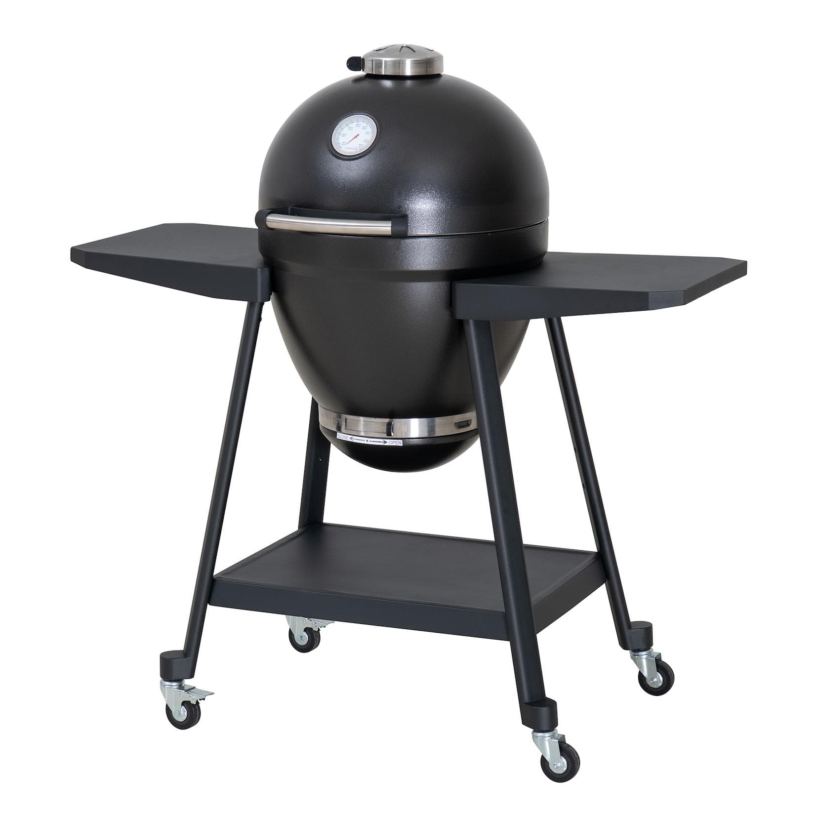 Sunjoy Eierförmiger Kamado Holzkohle Grill mit Pizzaplatte Schwarz