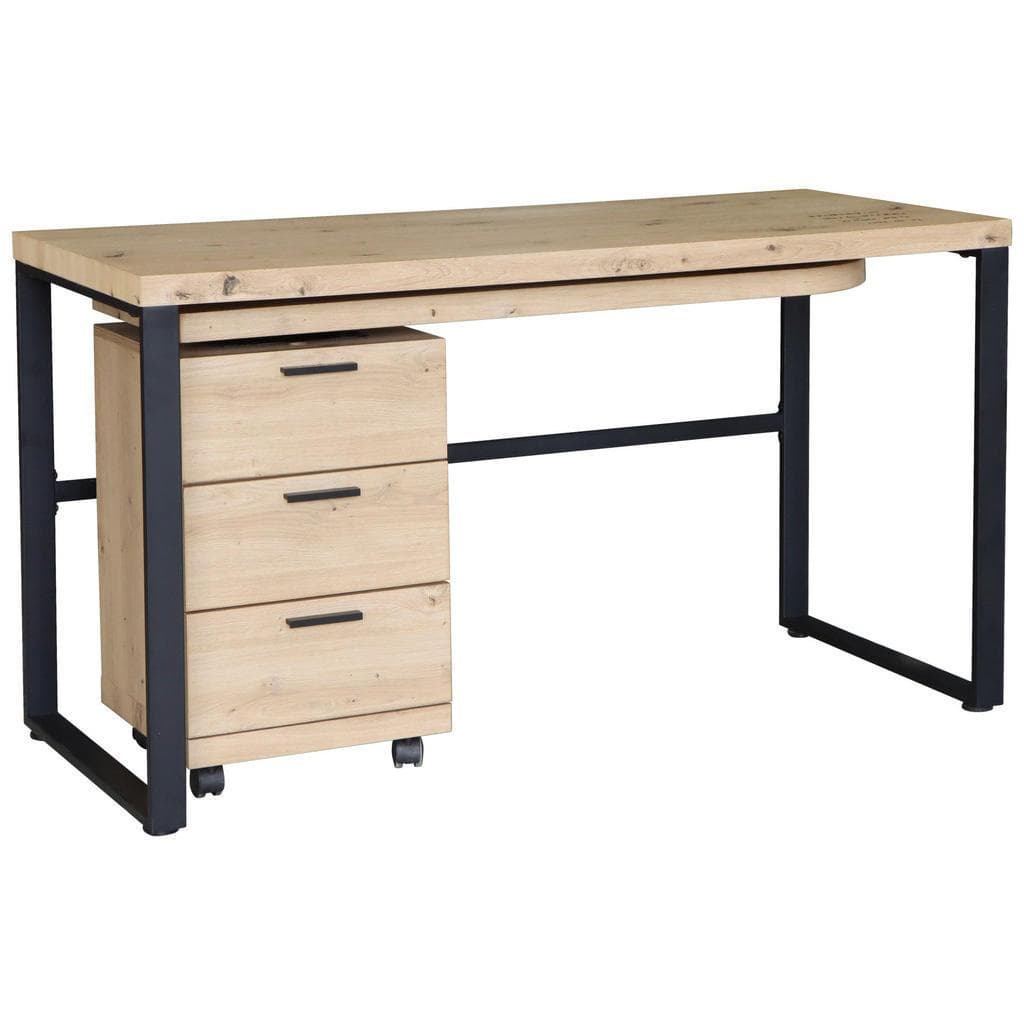 Venda Schreibtisch Schwarz Eiche Metall