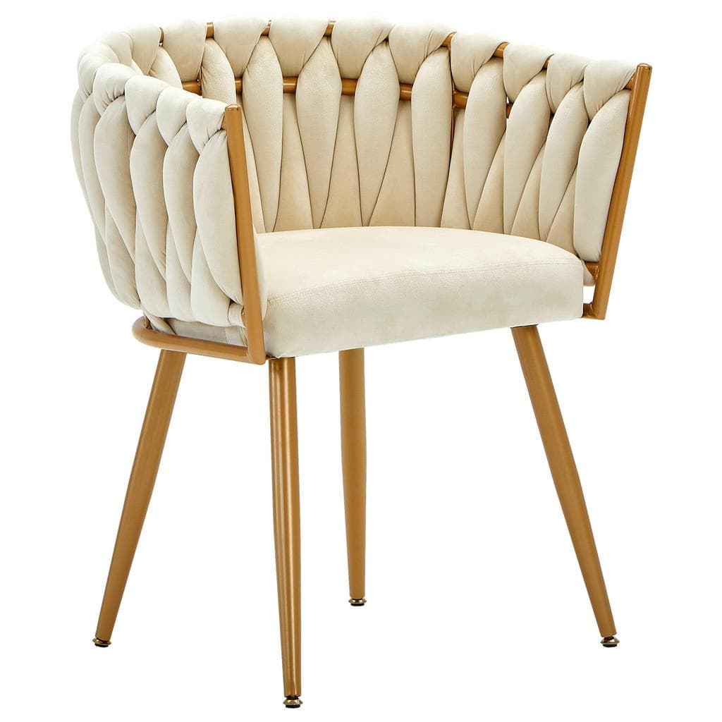 Ambia Home Armlehnstuhl Beige Samt Esszimmerstuhl