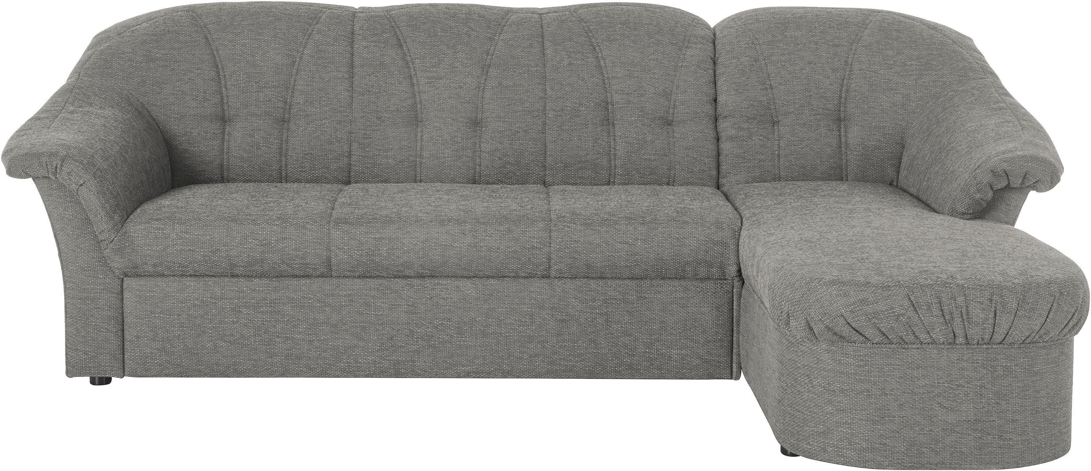 DOMO collection Ecksofa Pegnitz L-Form Grau Knopfsteppung