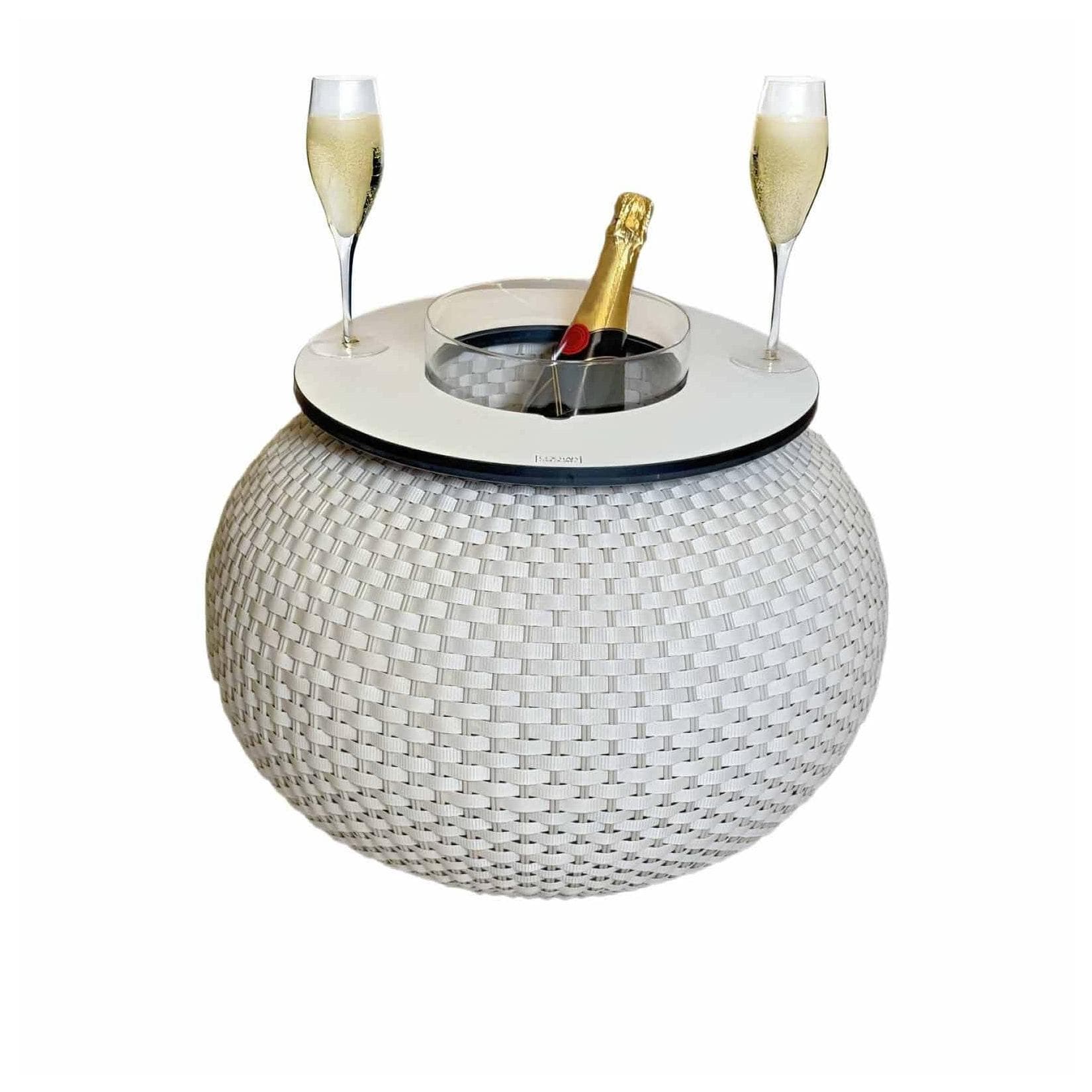 COOTAB Cooler Table Milano Beistelltisch mit Acryl-Kühler Champagner