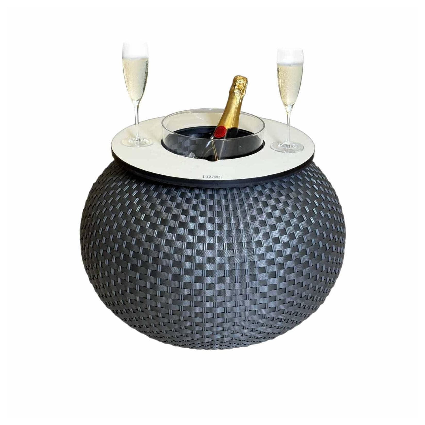 COOTAB Cooler Table Milano Beistelltisch mit Acryl-Kühler Anthrazit/Champagner