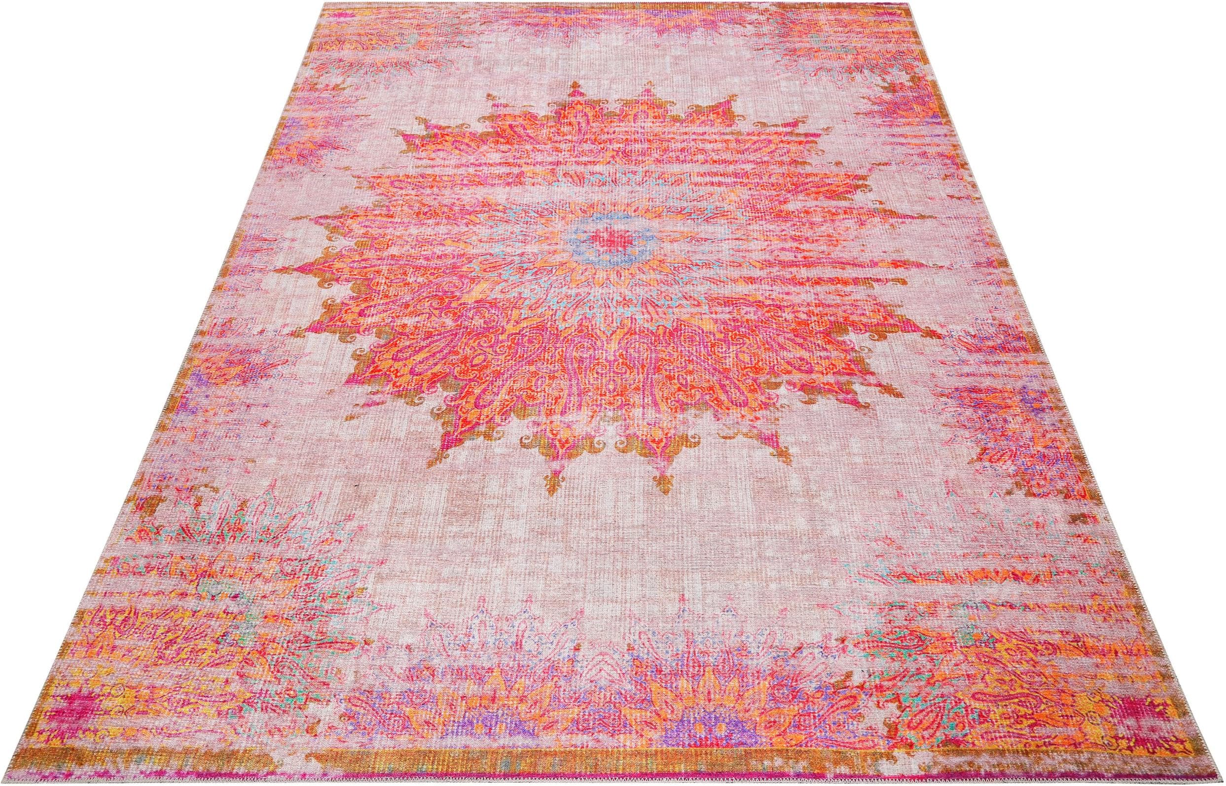 Vintage Retro Teppich in bunten Pastelltönen