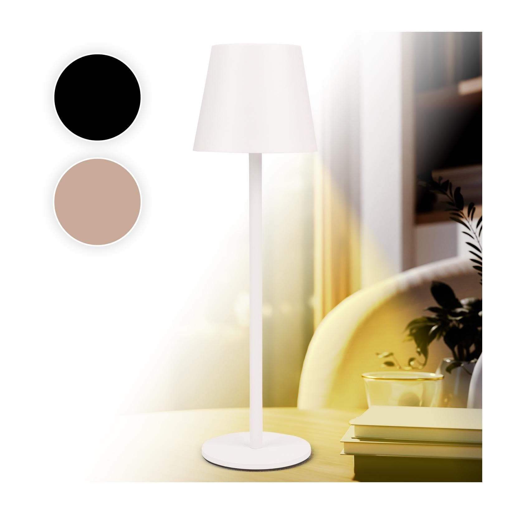 Olympia LED Tischleuchte FASHION dimmbar mit Touch Funktion 3 Lichtfarben IP44 12h Akku Weiß