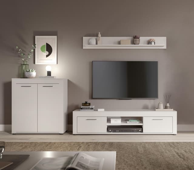 Modernes Wohnzimmer-Set mit Highboard, Lowboard und Wandboard