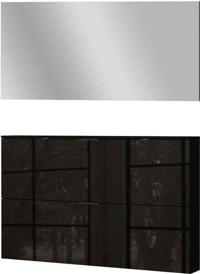 Garderobe Set 2-teilig mit Schuhschrank & Spiegel (Glasfront)