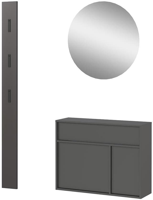 Germania GW-Ameca 2.0 Garderoben-Set mit Mehrzweckschrank und Spiegel in Graphit