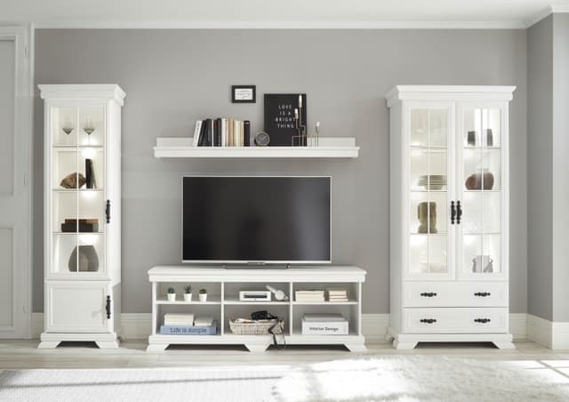 4-teiliges Wohnzimmersystem mit Vitrinen, Lowboard und Wandregal