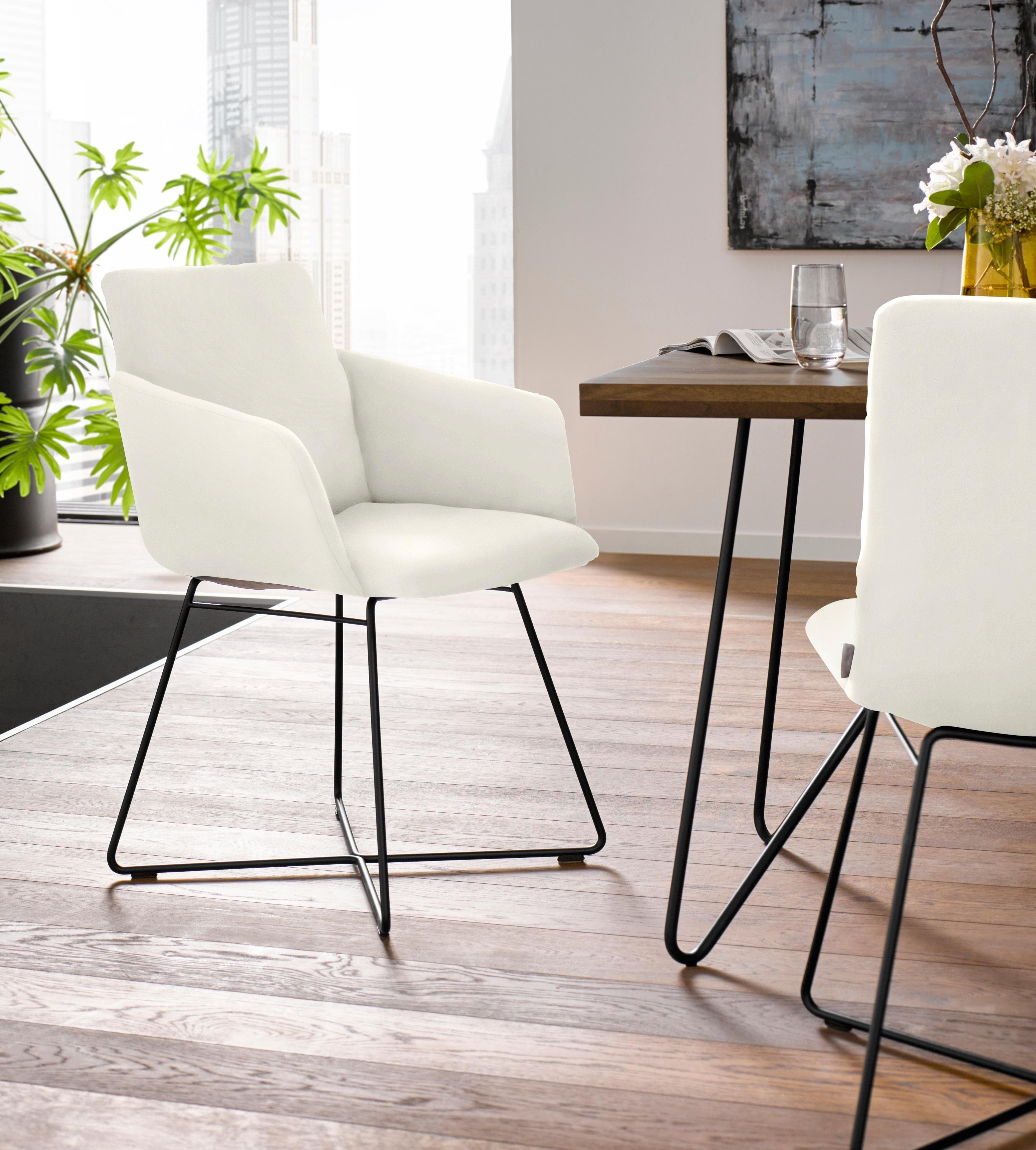 Armlehnstuhl W.SCHILLIG „jakob“ Weiß Drahtrohrgestell