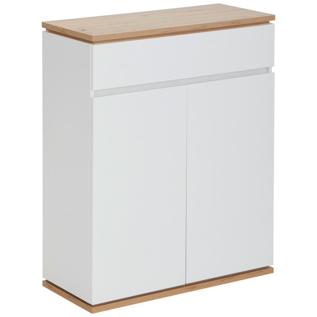 Xora Schuhschrank Weiß Eiche Artisan Holzwerkstoff 3 Fächer 1 Schublade