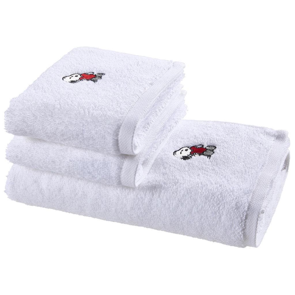 Vossen Frottierset Snoopy Hug 3-teilig Weiß Badtextilien