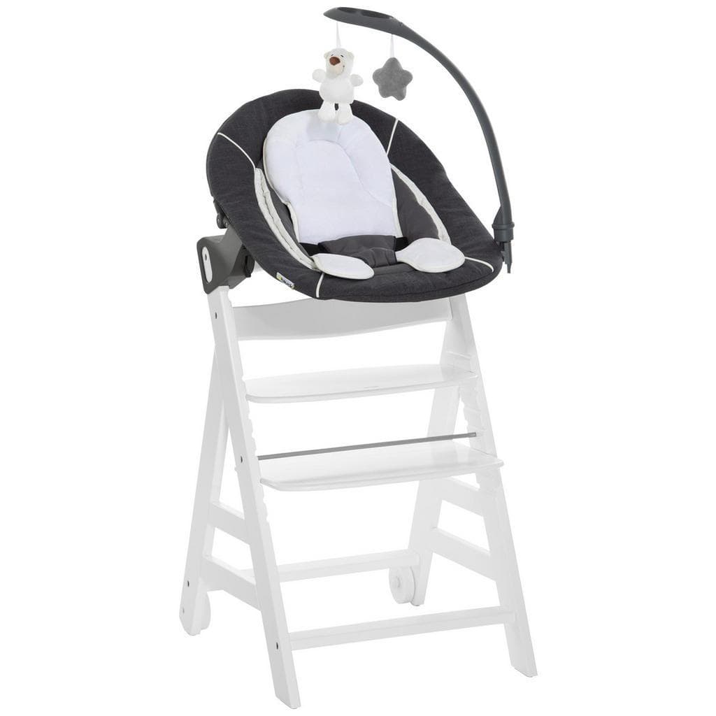 Hauck Hochstuhl Beta + Bouncer Grau/Weiß Holz Buche 58x48x83 cm