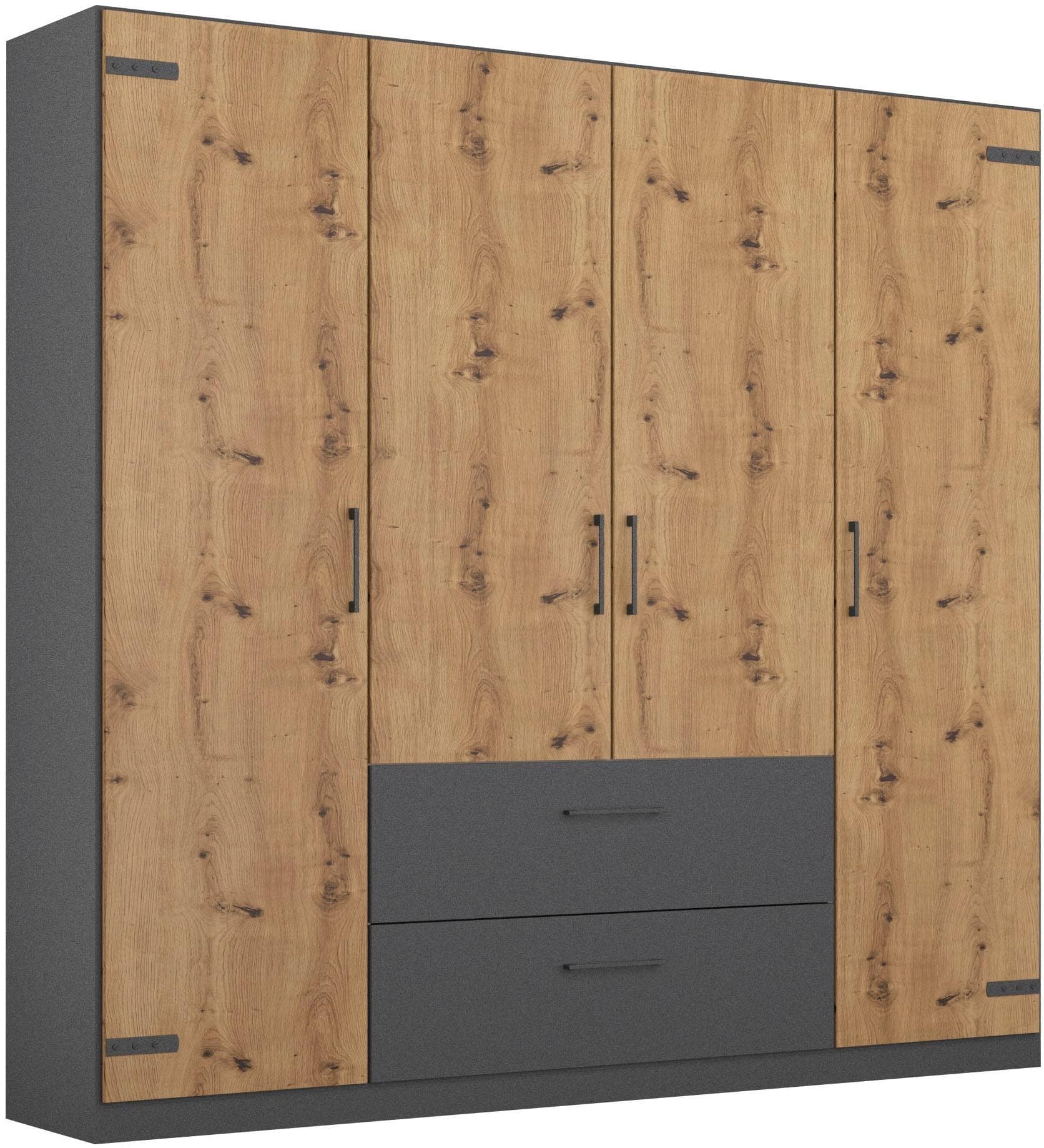 Industrieller Drehtürenschrank mit Schubladen und Spiegelfunktion