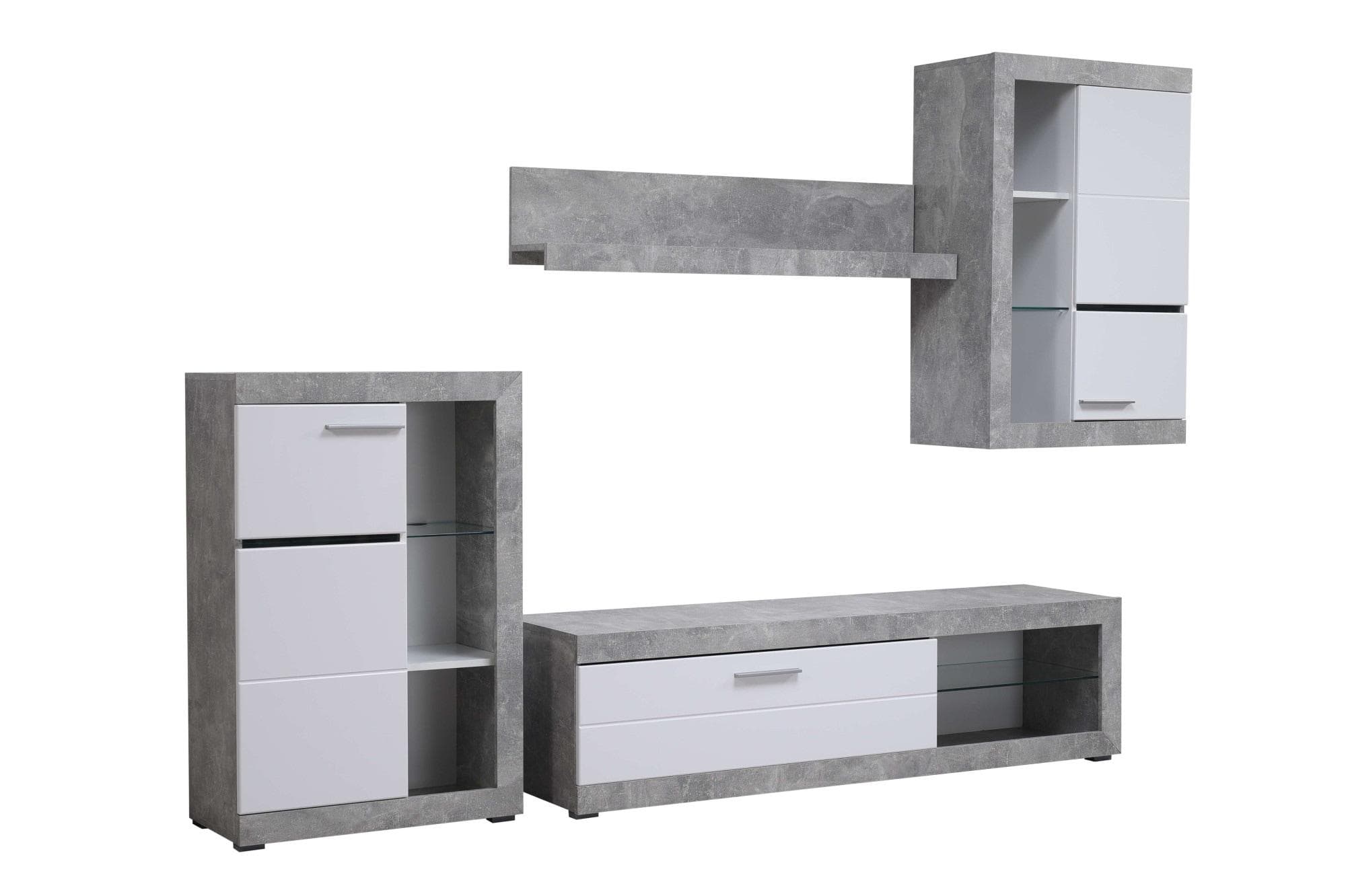 INOSIGN Wohnzimmer-Set Rosso: Moderne Beton-Wohnwand mit viel Stauraum