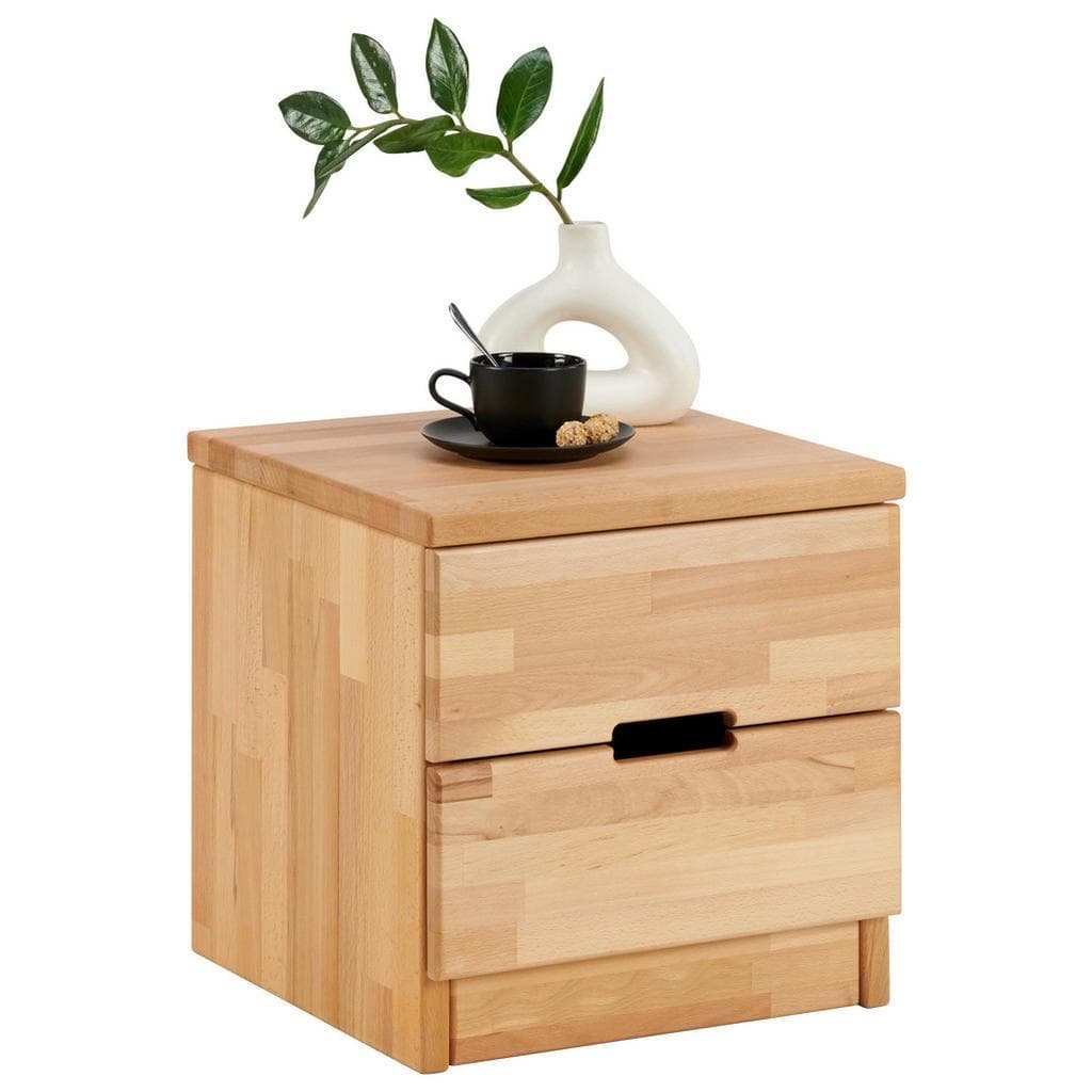 Mid.you Nachtschrank Kernbuche Massiv 2 Schubladen