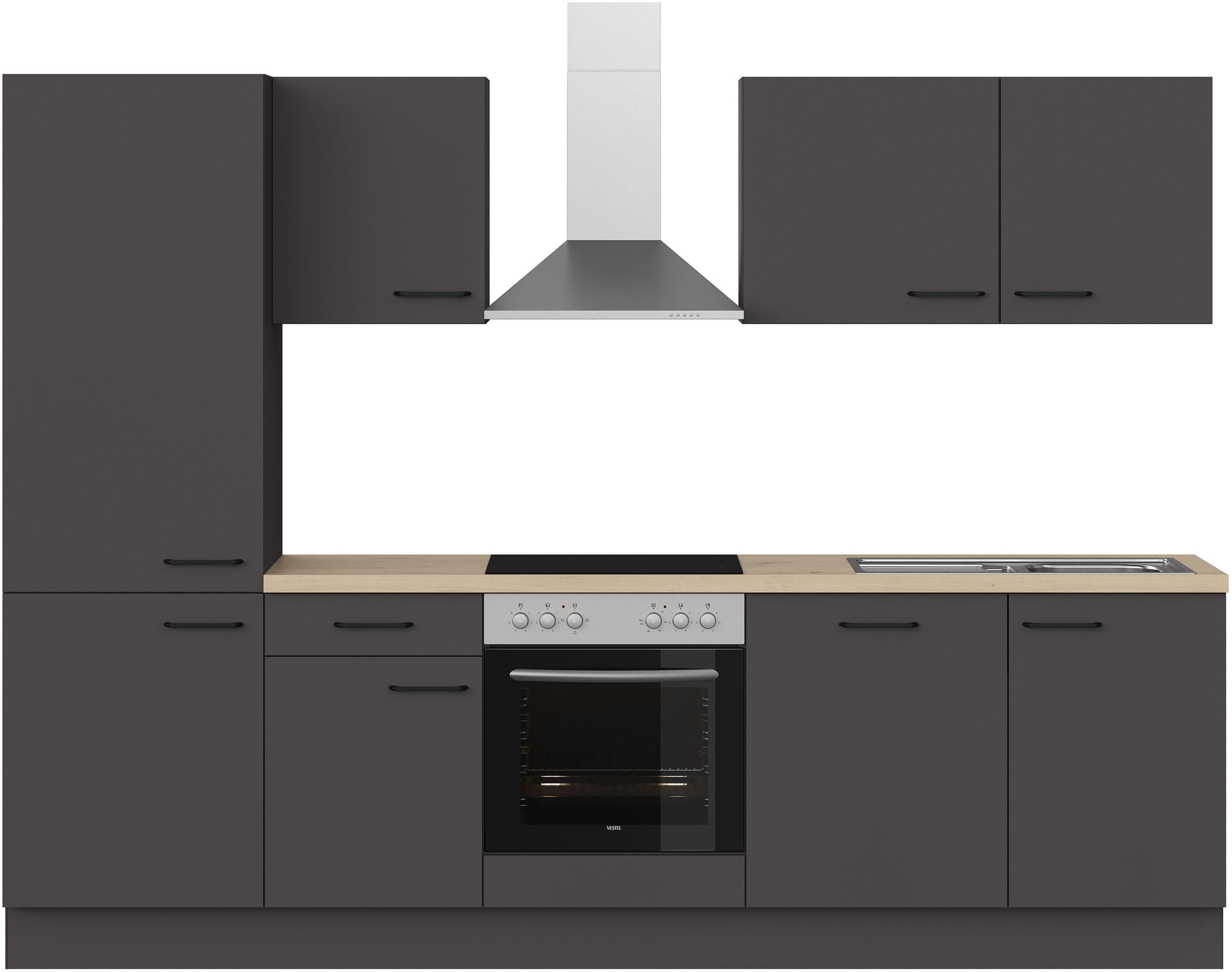 Küchenzeile IMPULS KÜCHEN Tirana Grau mit Soft-Close-Schubkästen