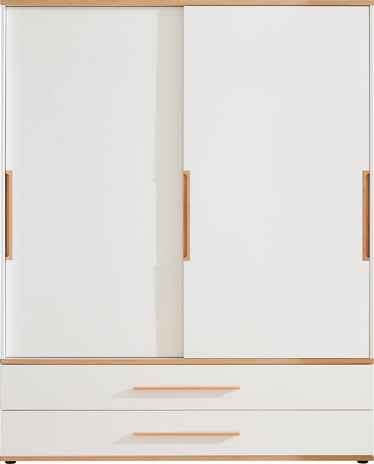 Kleiderschrank PAIDI Yolanda Weiß mit Eiche-Dekor 2 Schiebetüren 2 Schubladen