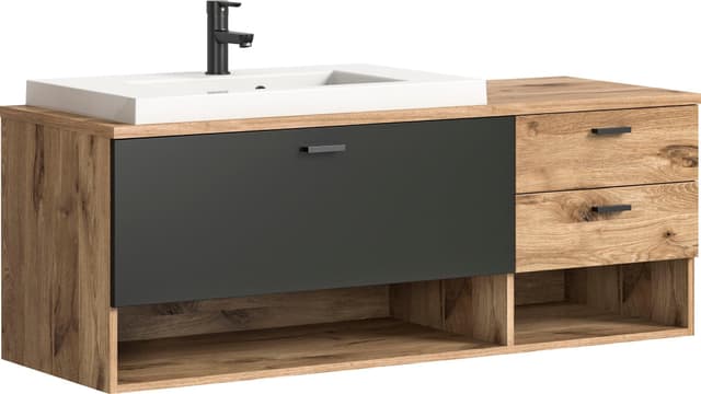 Hängeschrank mit Waschbecken - modernes Badmöbel-Set 2-teilig