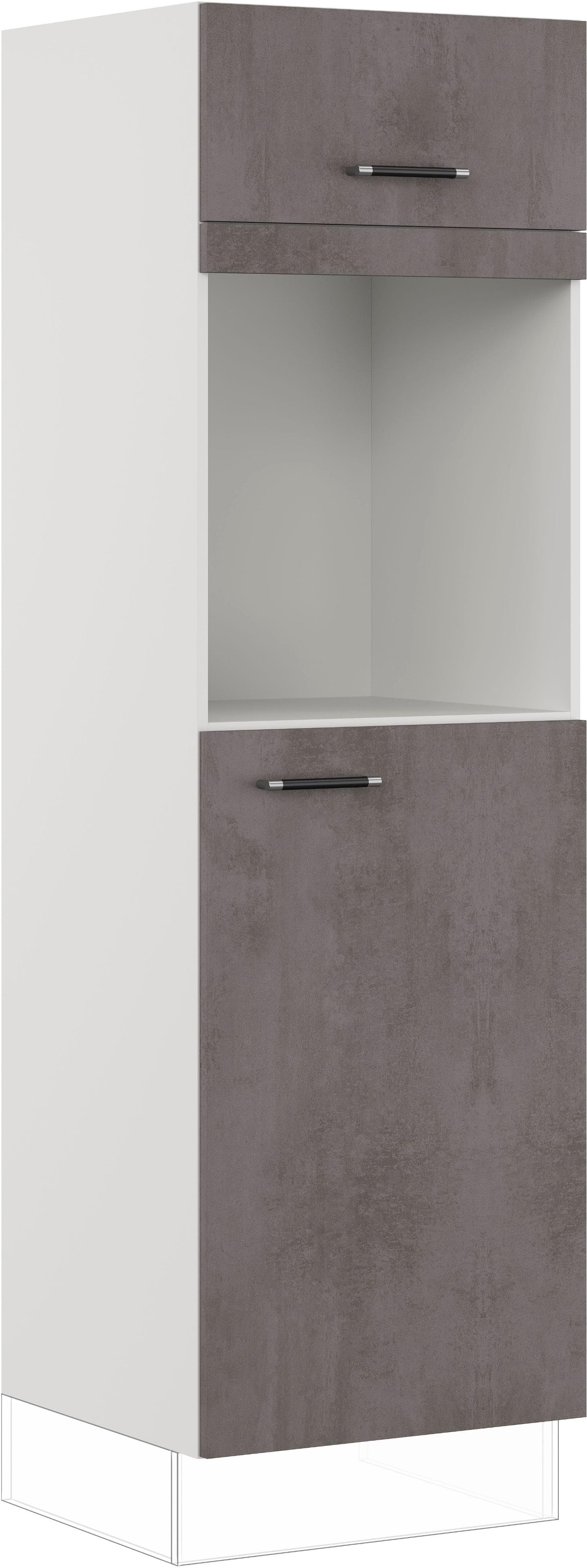 Backofen/Kühlumbauschrank IMPULS KÜCHEN Prag Beton-Optik Schiefer Dunkelgrau