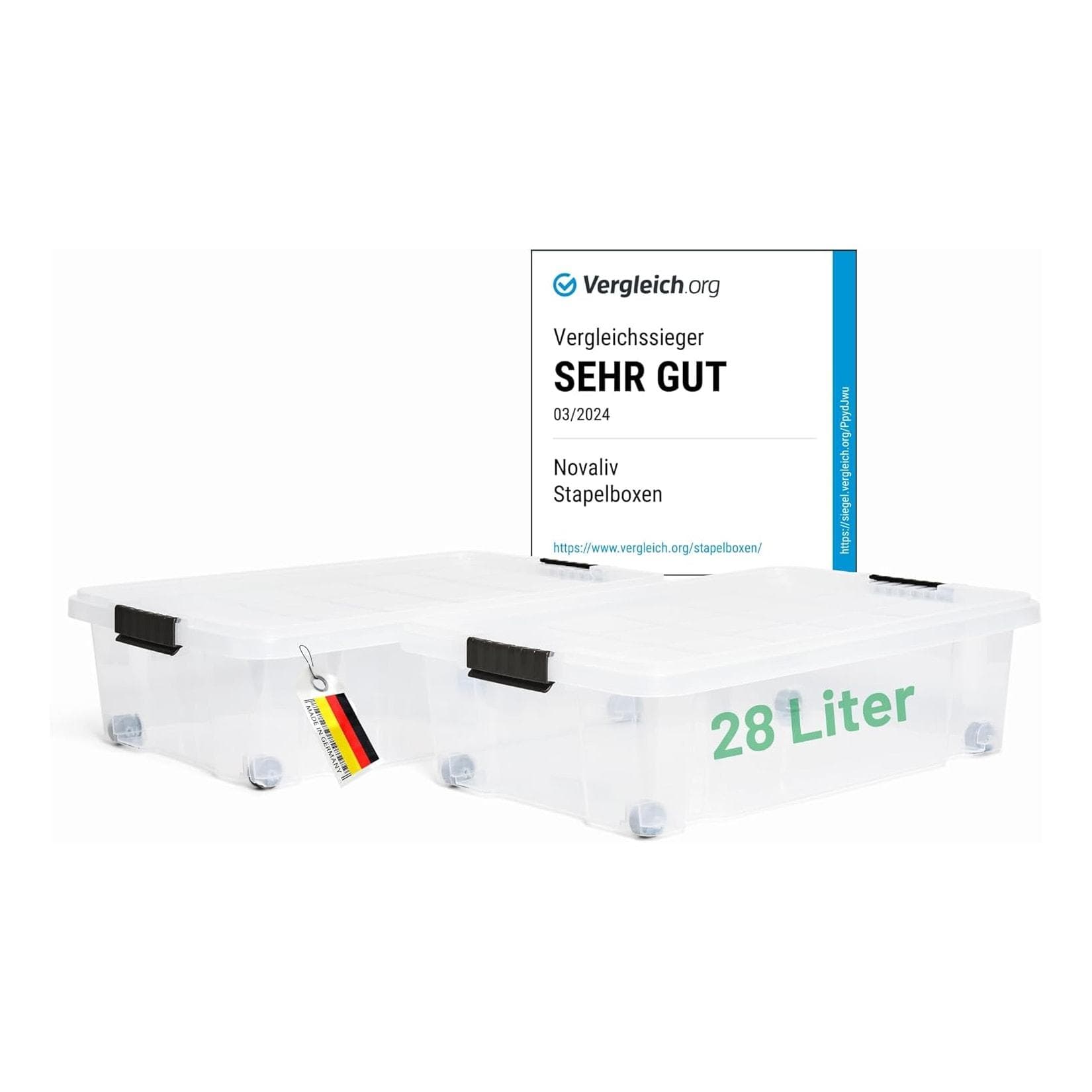 Novaliv 2x Unterbettkommode mit Rollen 28L Aufbewahrungsbox