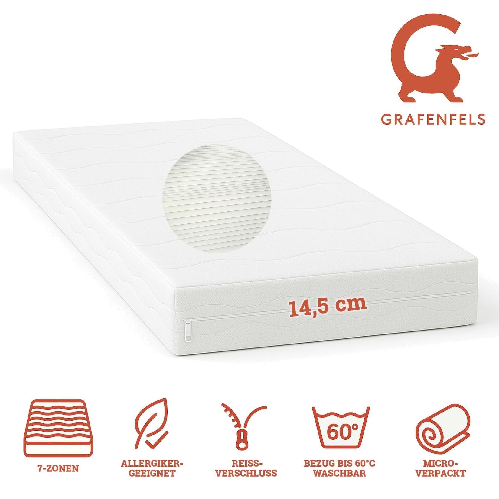 Grafenfels Matratze Silber 7-Zonen-Wellenkern