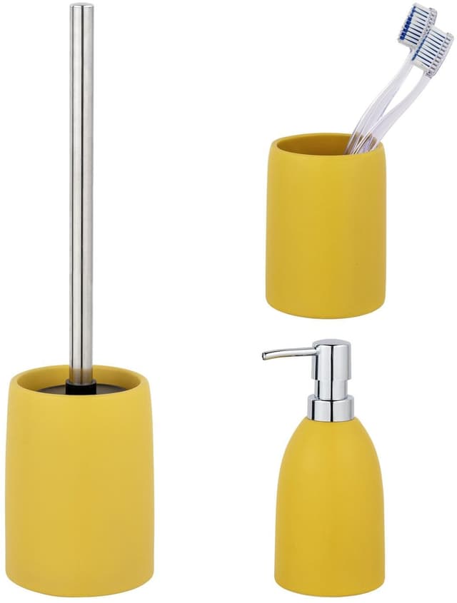 SCHÖNER WOHNEN-Kollektion Funo Badaccessoire-Set: Keramik, Blau, WC-Garnitur