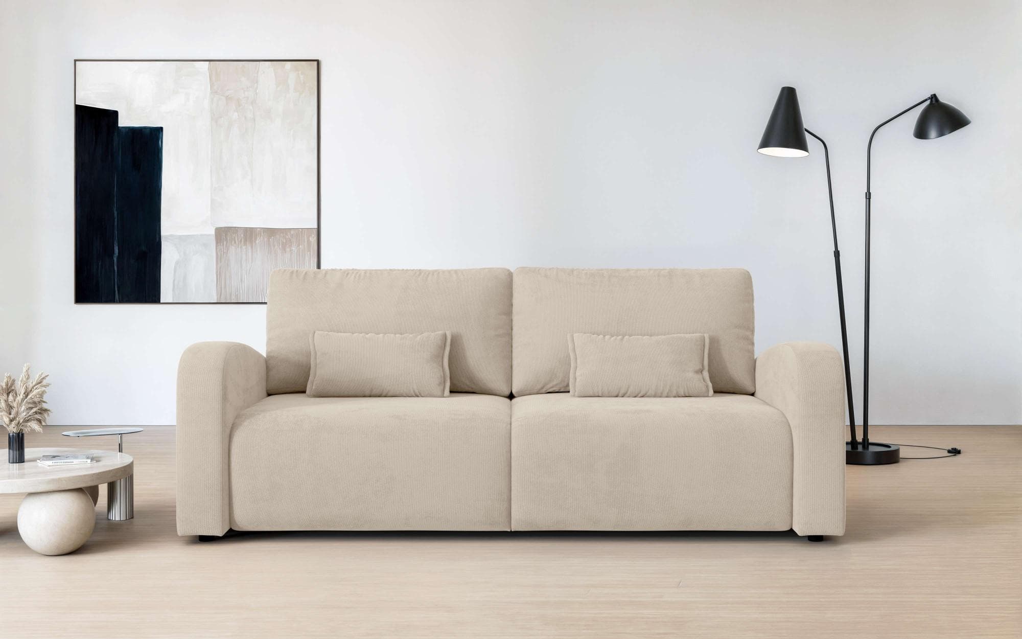 INOSIGN JIGGS 3-Sitzer Sofa mit Bettfunktion und Wellenunterfederung