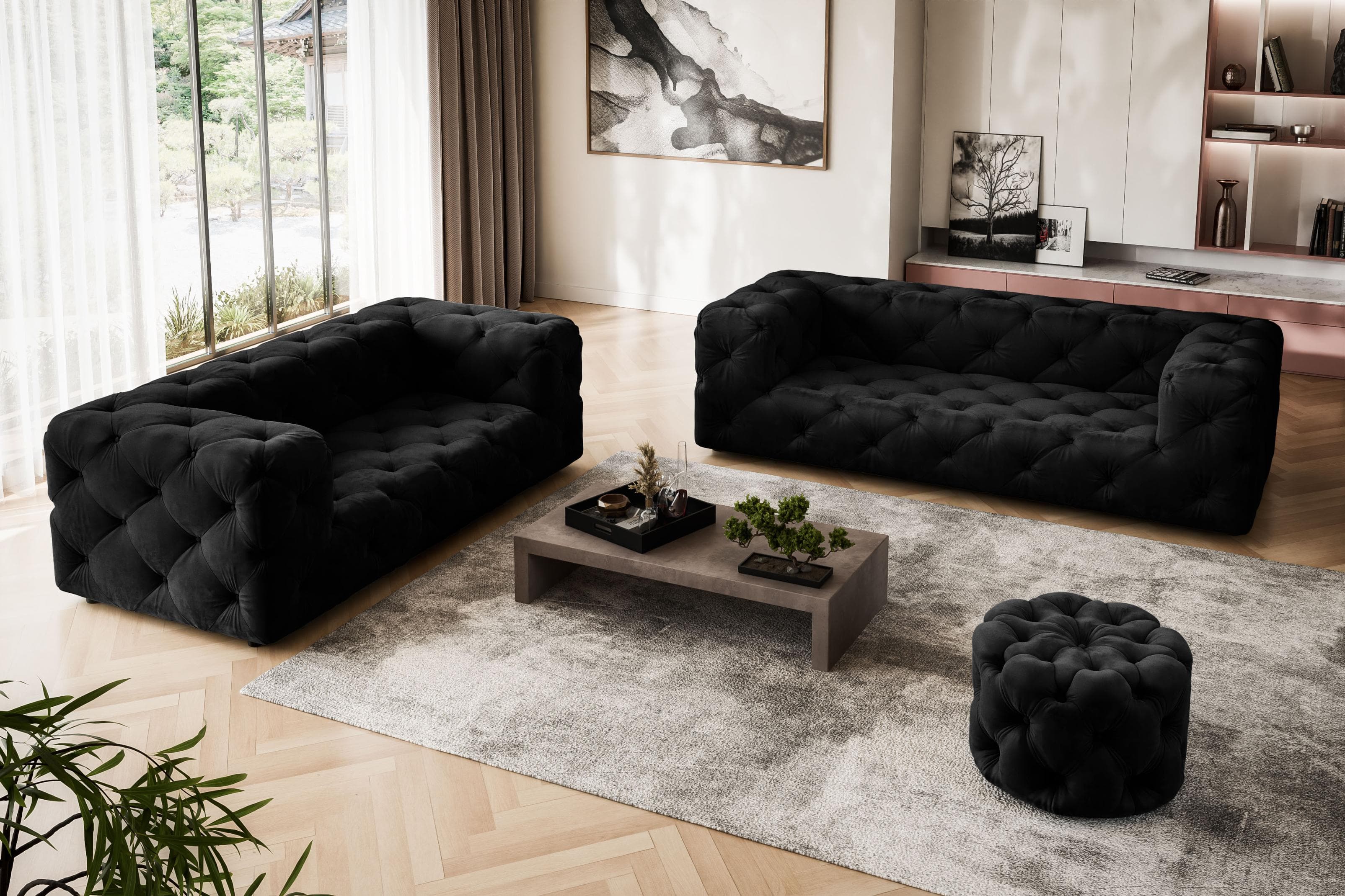 Klassisches Chesterfield Sofa - 3-Sitzer mit Knopfheftung